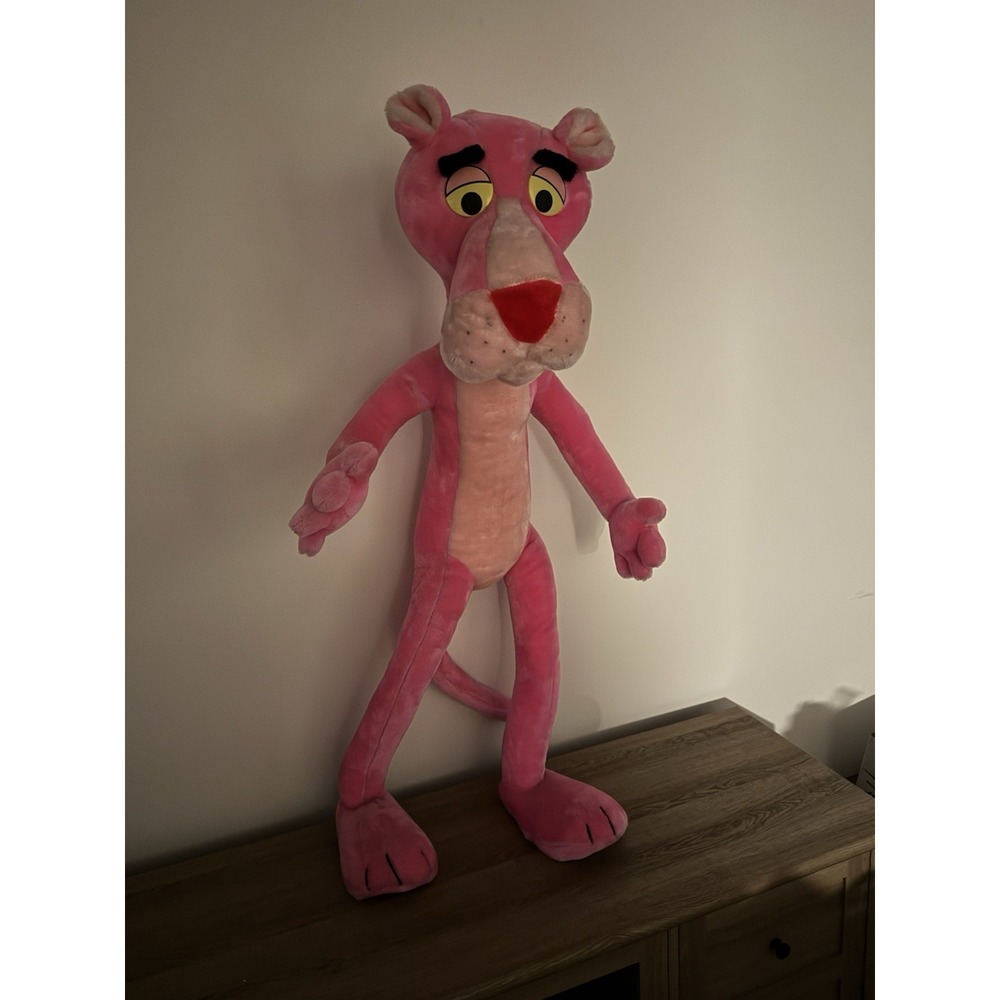 Vintage 1980 Pink Panther Jumbo Plush Stuffed Mighty Star Posable Arms Legs 42"
